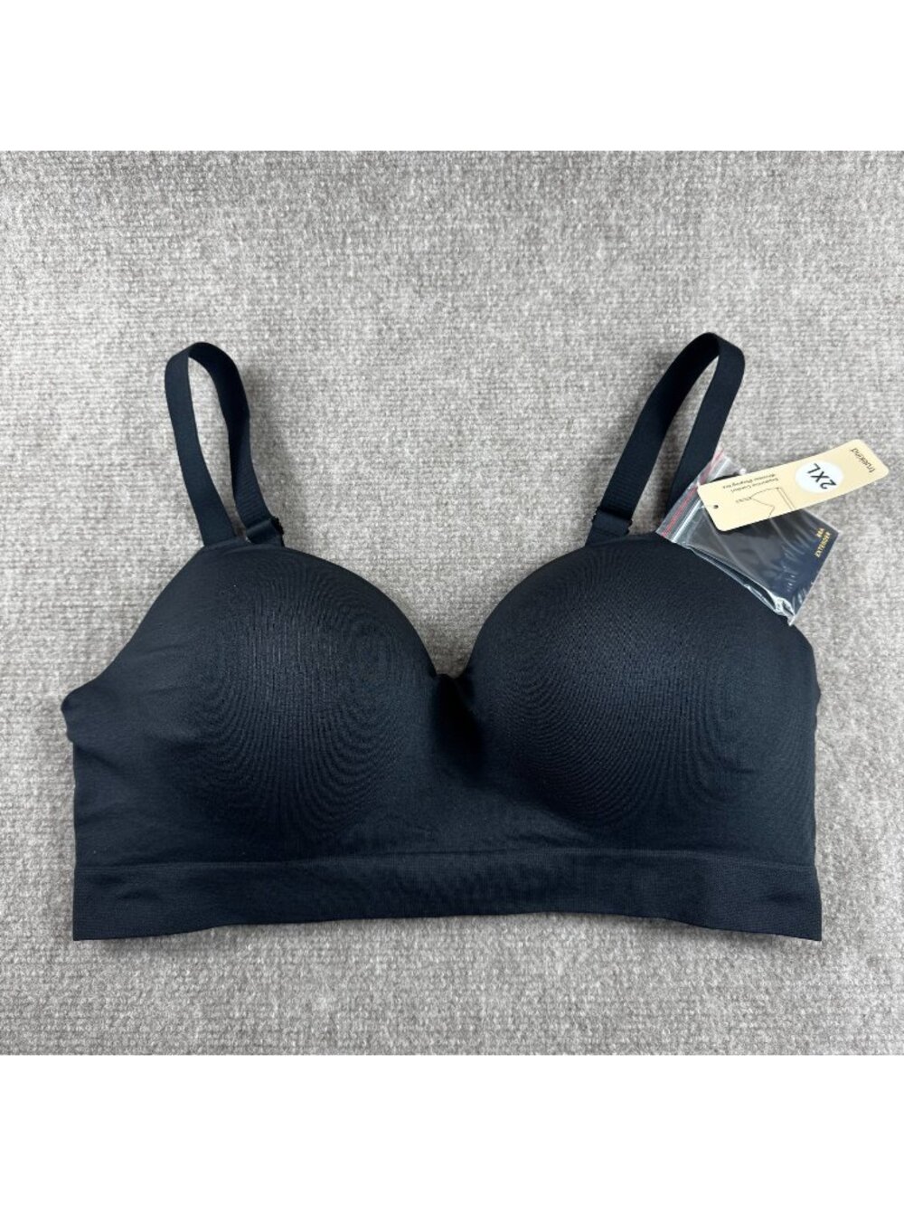Truekind Supportive Comfort Wireless Shaping Bra 2XL Black Smooth Shaping NWT